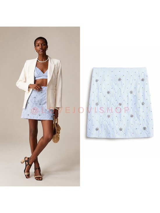 J. Crew Dresses & Skirts - Feminine | J Crew Collection Embellished Pinstripe Mini | Crystal Rhinestone NWT